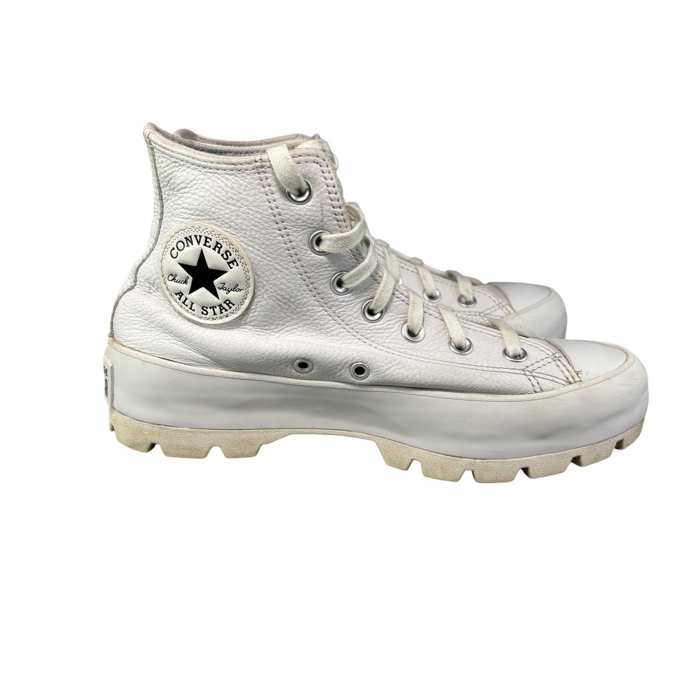 Converse Chuck Taylor All Star Lugged High Top White Leather Platform 567165C 8